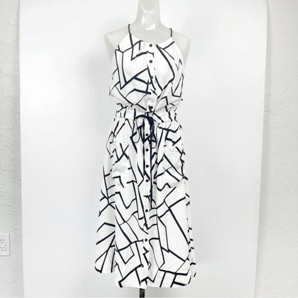 Adelyn Rae Black & White Print Trapeze Dress Small - Picture 1 of 9